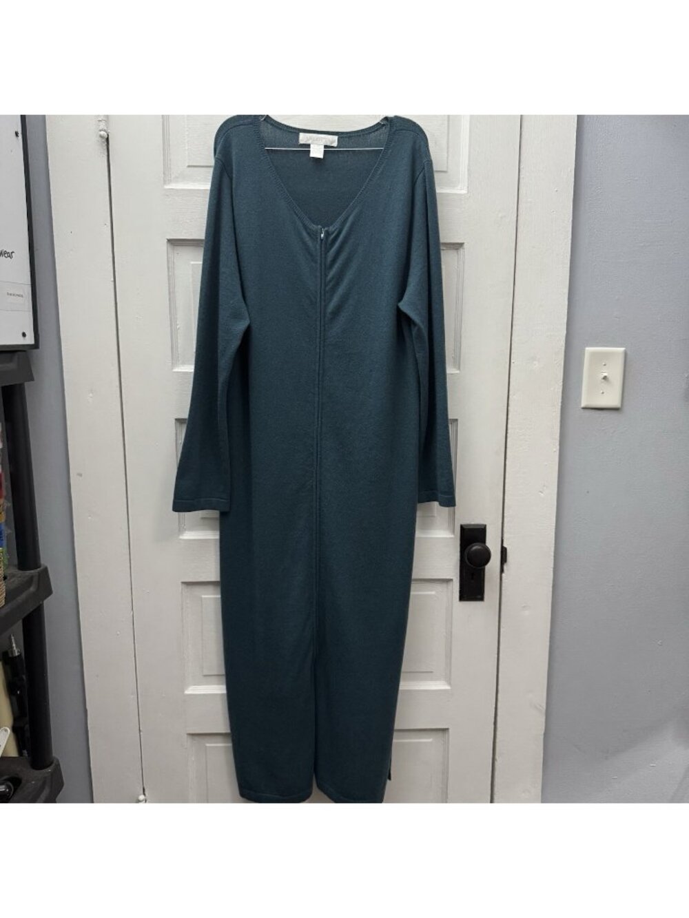 Arlotta Cashmere Silk Long Sweater Dress V Neck Maxi Green XL